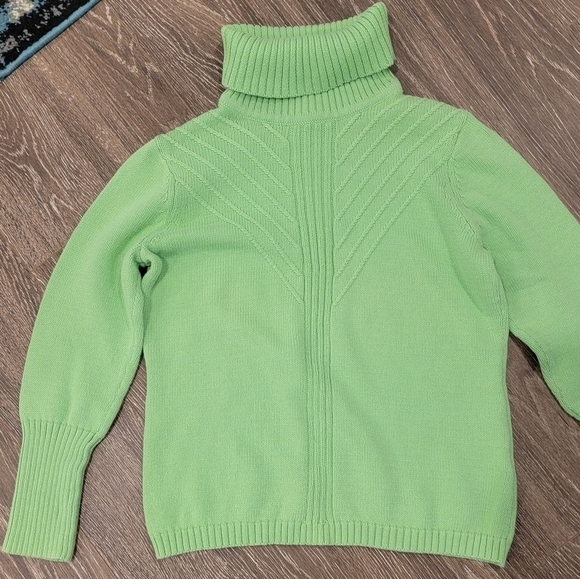 Jillian‎ Nicole Spring Green Detailed Turtleneck NWOT Petite Large - Picture 2 of 7